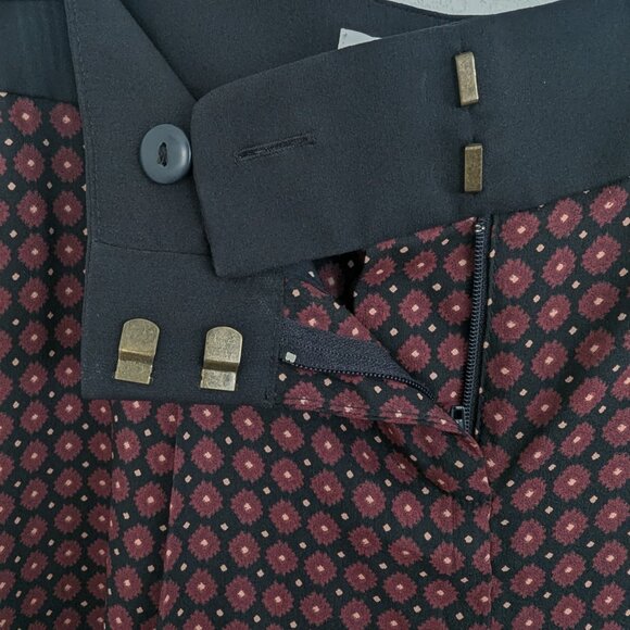 NWOT Ann Taylor LOFT Maroon Patterned Tuxedo Side-Piping Trousers - Picture 8 of 9